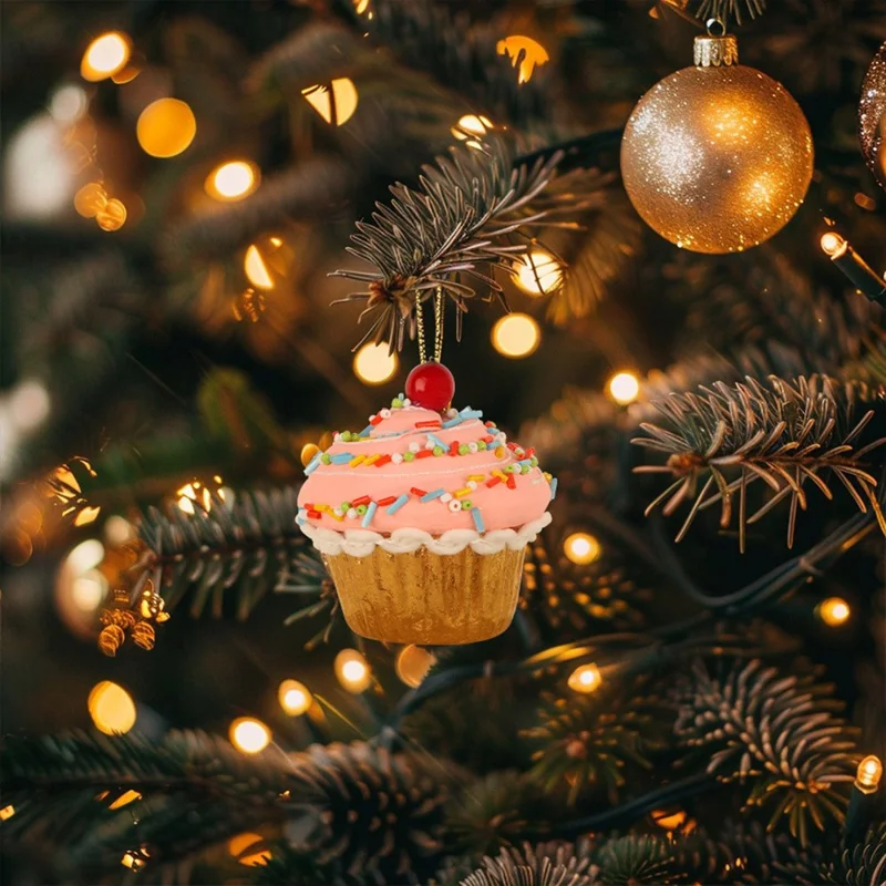 Christmas Cupcake Ornaments Christmas Tree Hanging Dessert Ornament Xmas Tree Pendant Decor
