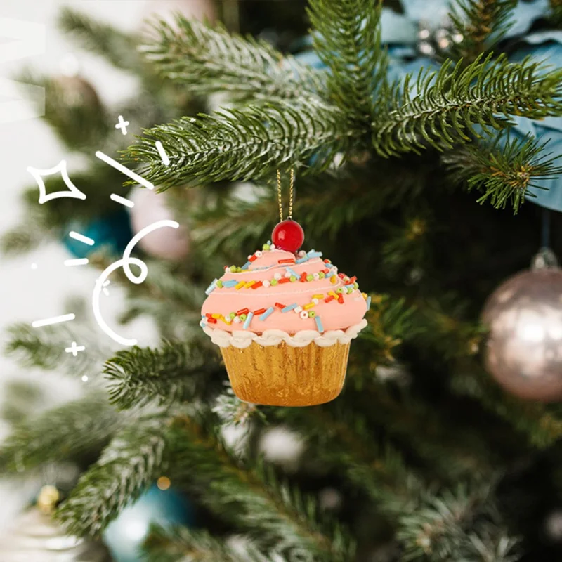 Christmas Cupcake Ornaments Christmas Tree Hanging Dessert Ornament Xmas Tree Pendant Decor