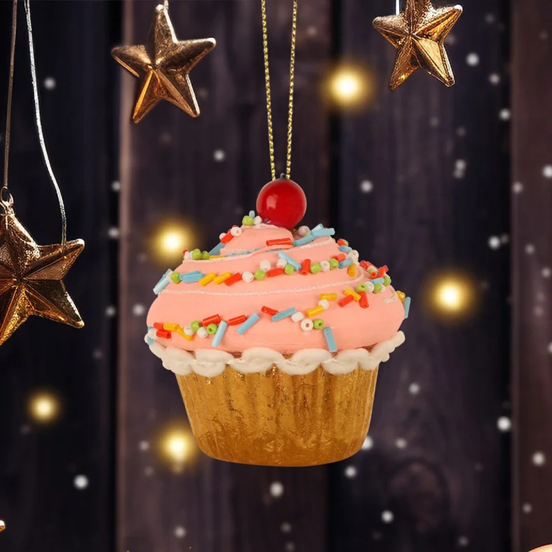Christmas Cupcake Ornaments Christmas Tree Hanging Dessert Ornament Xmas Tree Pendant Decor
