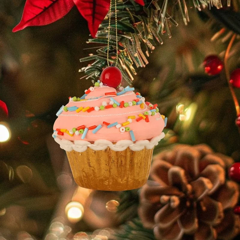 Christmas Cupcake Ornaments Christmas Tree Hanging Dessert Ornament Xmas Tree Pendant Decor