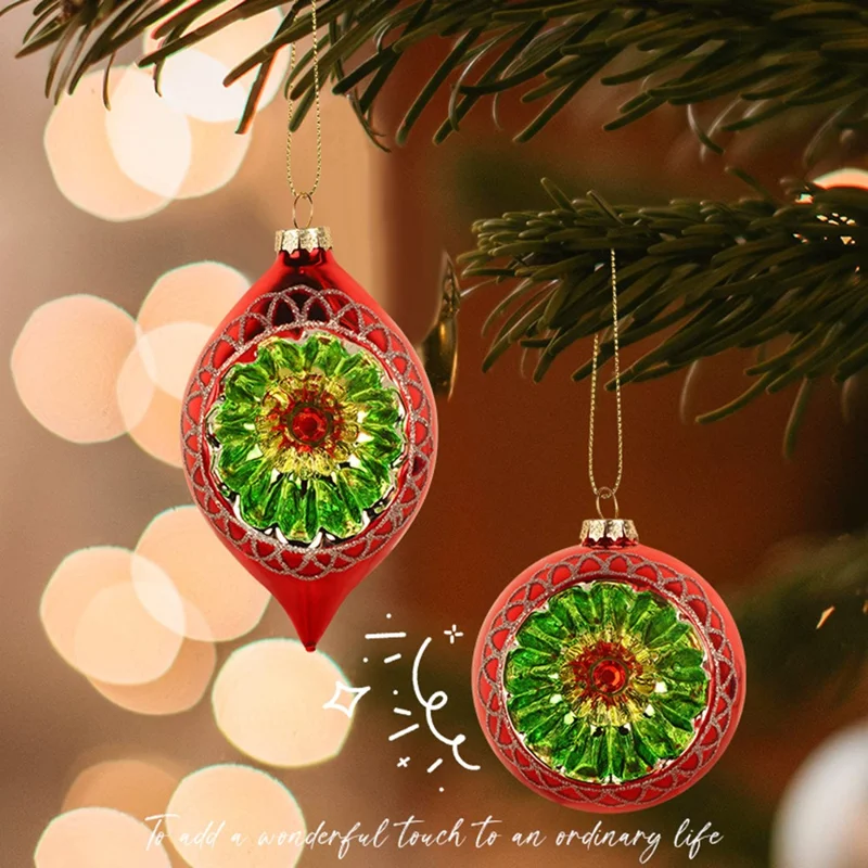 2Pcs Christmas Glass Ball Ornaments 80cm Hand Blown Glass Ornaments Balls for Xmas Tree Decor