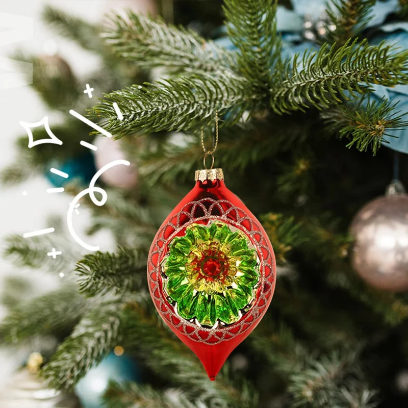 2Pcs Christmas Glass Ball Ornaments 80cm Hand Blown Glass Ornaments Balls for Xmas Tree Decor