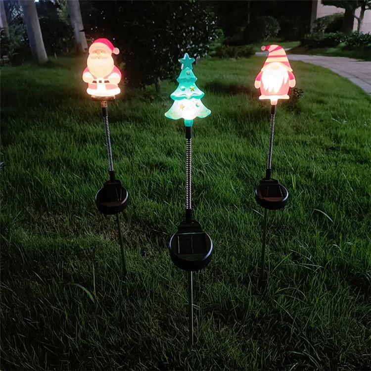 3pcs / Definir Árvore de Natal Gnome Santa Swing Plugue de Solar Lâmpada Solar Decoração de Jardim de Férias