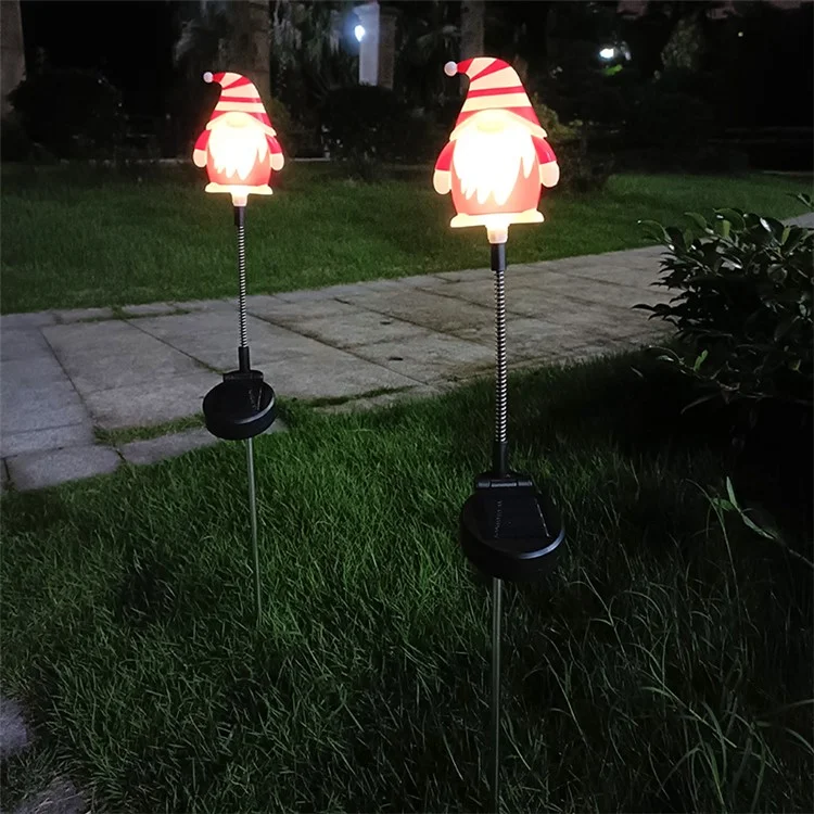 3pcs / Definir Árvore de Natal Gnome Santa Swing Plugue de Solar Lâmpada Solar Decoração de Jardim de Férias