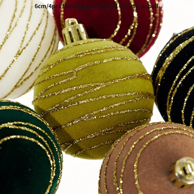 4pcs 6cm Eletroplacou Ball Christmas Ball Reutilable Natal Tree Pendurou Ornamento - Estilo A+preto