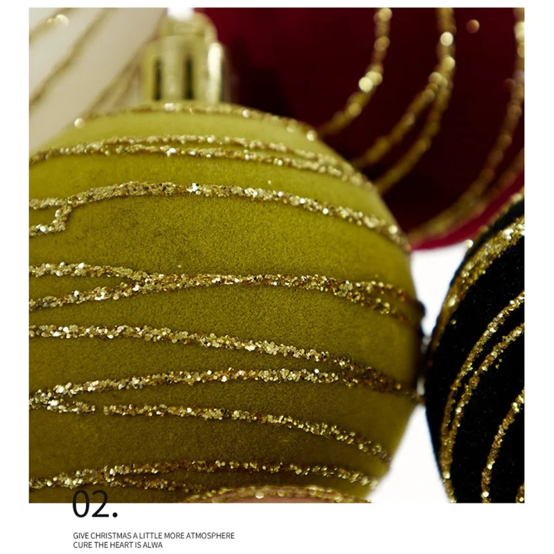 4pcs 6cm Eletroplacou Ball Christmas Ball Reutilable Natal Tree Pendurou Ornamento - Estilo A+preto