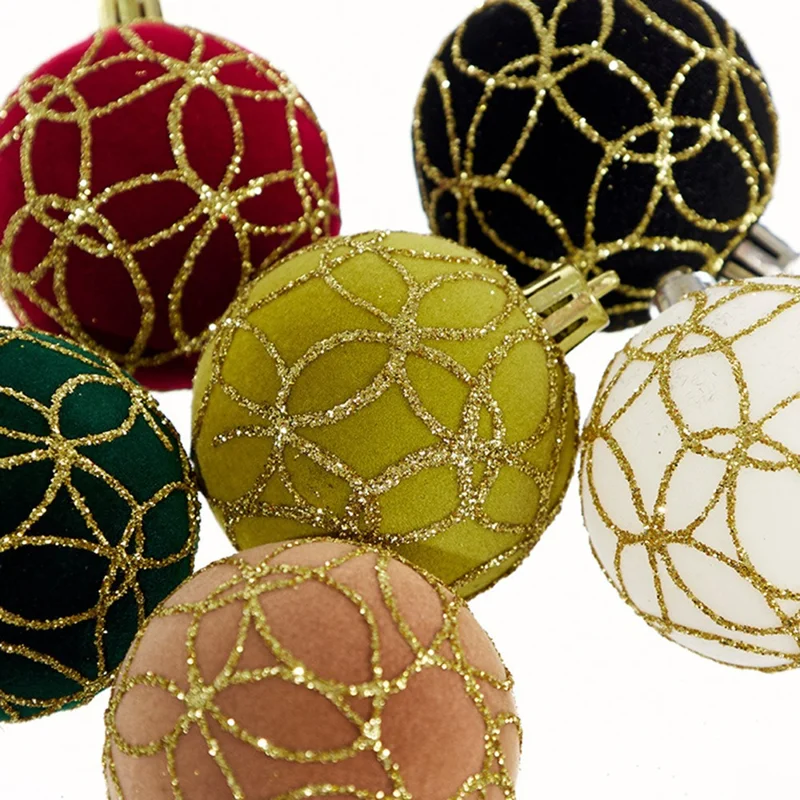 4pcs 6cm Eletroplacou Ball Christmas Ball Reutilable Natal Tree Pendurou Ornamento - Estilo A+preto