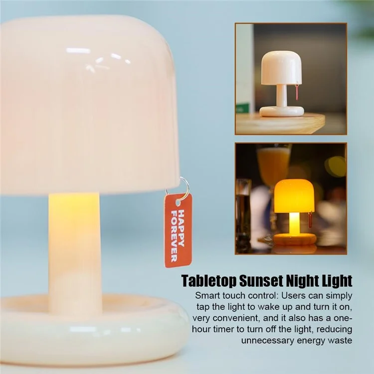 QV-10 Mini Rechargeable PC LED Table Lamp Smart Sensor Bedside Sunset Night Light for Bedroom