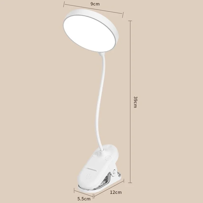 Plug-In Powered Clip Base LED Reading Light 3-Gear Brightness Home Dormitory Table Lamp