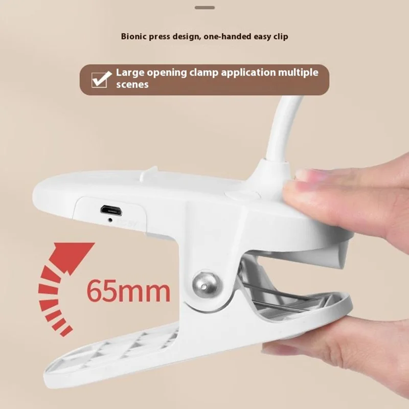 Plug-In Powered Clip Base LED Reading Light 3-Gear Brightness Home Dormitory Table Lamp