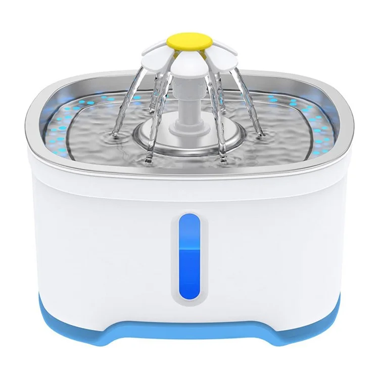 2.5L Oval Aço Inoxidável Distribuidor de Água Para Animais de Estimação Automático Cão de Gato Água Bebendo Fonte - Azul