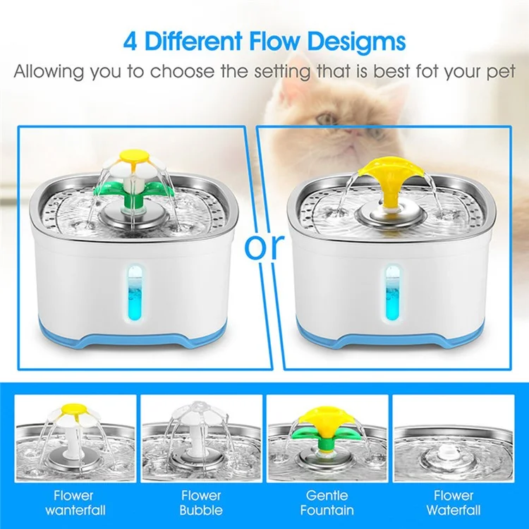 2.5L Oval Aço Inoxidável Distribuidor de Água Para Animais de Estimação Automático Cão de Gato Água Bebendo Fonte - Azul