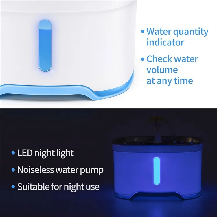2.5L Oval Aço Inoxidável Distribuidor de Água Para Animais de Estimação Automático Cão de Gato Água Bebendo Fonte - Azul