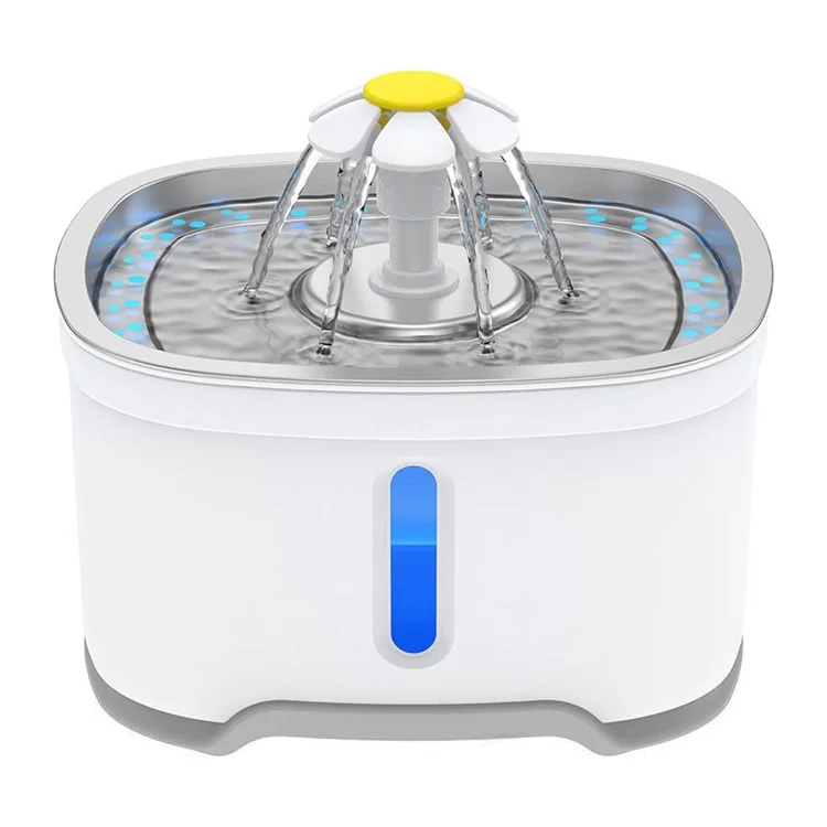 2.5L Oval Stainless Steel Pet Water Dispenser Automatic Cat Dog Water Drinking Fountain (CE / FCC / ROHS) - Grey