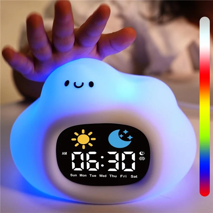 JL-820 Cartoon Cloud Shape White Noise Alarm Clock Sleep Bedside Lamp Tap Control Night Light