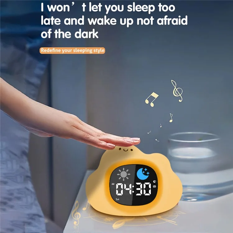 JL-820 Cartoon Cloud Shape White Noise Alarm Clock Sleep Bedside Lamp Tap Control Night Light