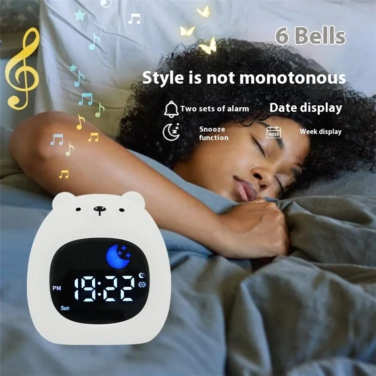 JL-827 Little Bärenform Weißer Rausch Wecker Schlaf Nachtlampe Tap Steuer Nachtlicht