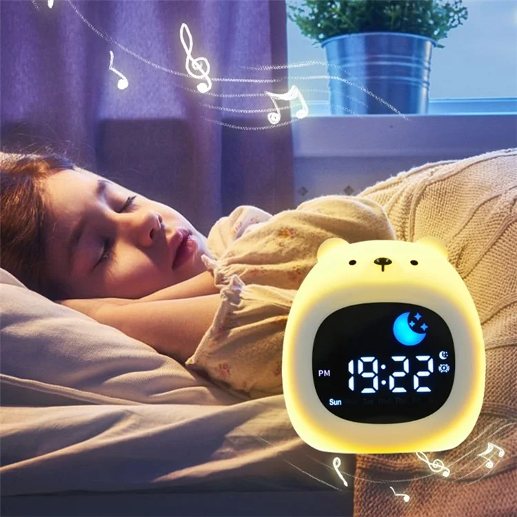 JL-827 Little Bärenform Weißer Rausch Wecker Schlaf Nachtlampe Tap Steuer Nachtlicht