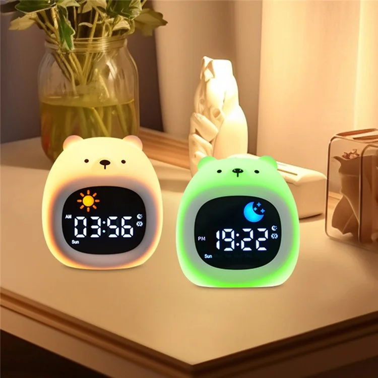 JL-827 Little Bärenform Weißer Rausch Wecker Schlaf Nachtlampe Tap Steuer Nachtlicht