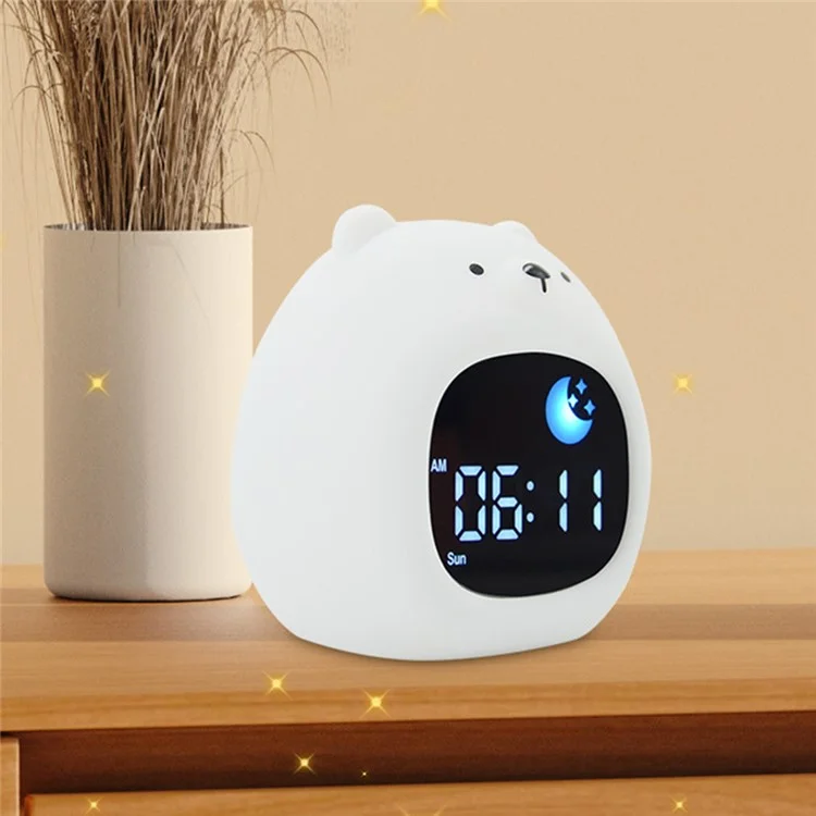 JL-827 Little Bärenform Weißer Rausch Wecker Schlaf Nachtlampe Tap Steuer Nachtlicht