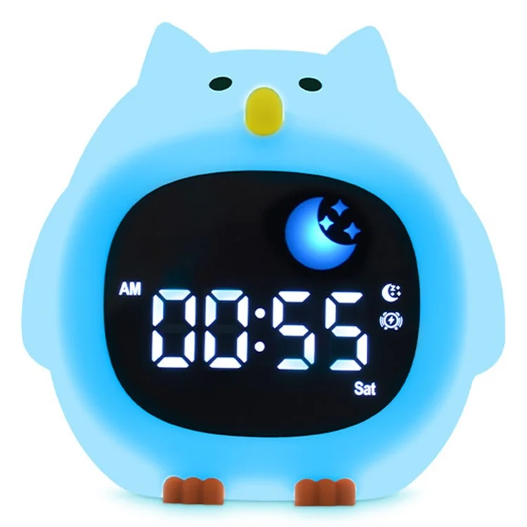 JL-825 Cartoon Owl Shape White Noise Alarm Clock Sleep Bedside Lamp Tap Control Night Light