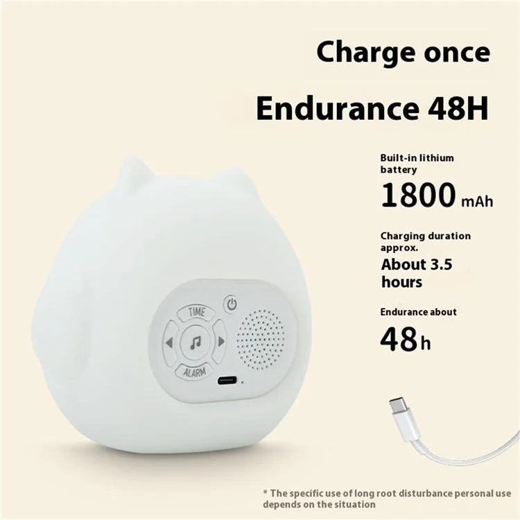 JL-825 Cartoon Owl Shape White Noise Alarm Clock Sleep Bedside Lamp Tap Control Night Light