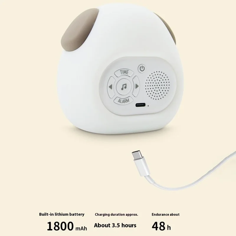 JL-824 Cartoon Dog Shape White Noise Alarm Clock Sleep Bedside Lamp Tap Control Night Light