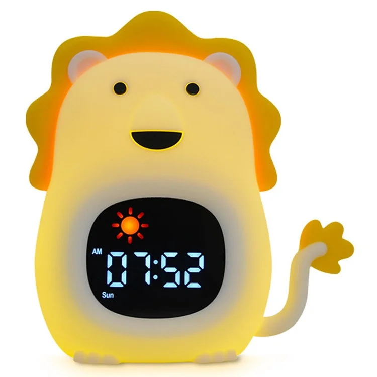 JL-822 Cartoon Lion Shape White Noise Alarm Clock Sleep Bedside Lamp Tap Control Night Light