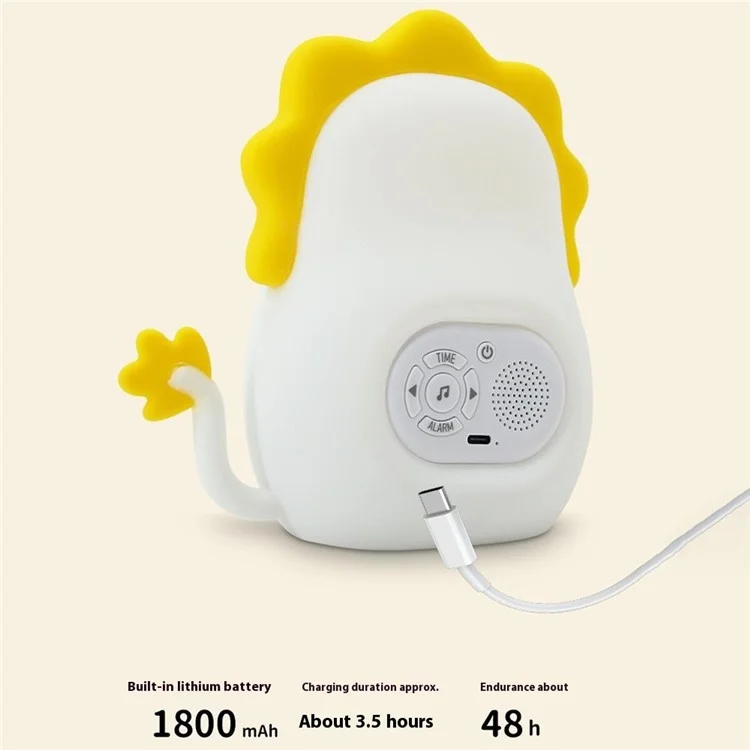 JL-822 Cartoon Lion Shape White Noise Alarm Clock Sleep Bedside Lamp Tap Control Night Light
