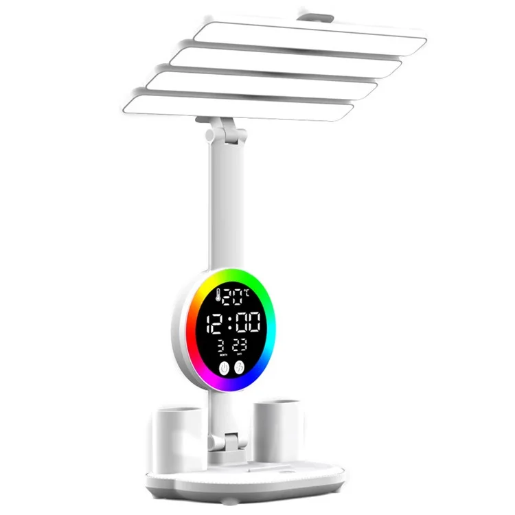 Touch 3 Modes LED Eye Protection Desk Lamp Clock Pen Holder Desk Lamp, USB Cable Powered