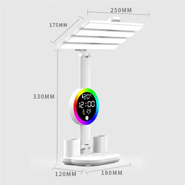 Touch 3 Modes LED Eye Protection Desk Lamp Clock Pen Holder Desk Lamp, USB Cable Powered