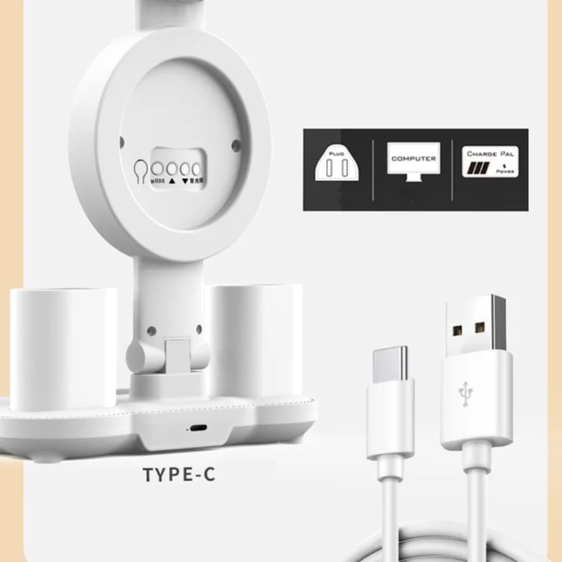 Touch 3 Modes LED Eye Protection Desk Lamp Clock Pen Holder Desk Lamp, USB Cable Powered