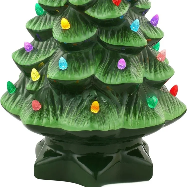 Ornements D'arbre de Noël LED de 30 cm LED Resin Décorations de Noël Avec Des Lumières Multicolores - Vert