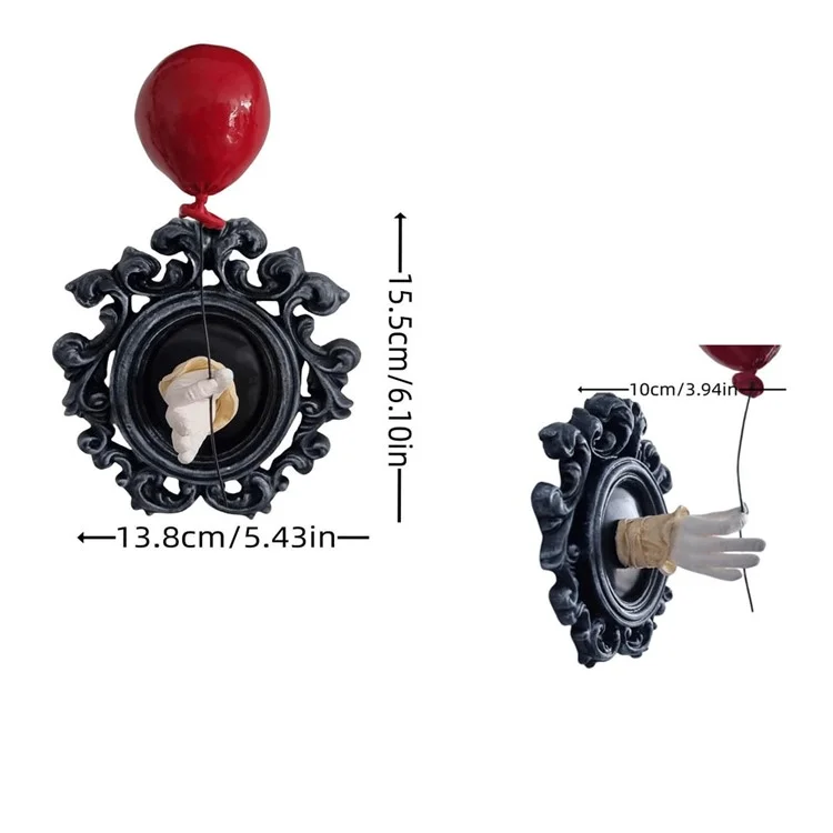 Gothic Resin Wall Art Decoration Ornament 3D Hand Red Ballon Wall Aesthetic Statue