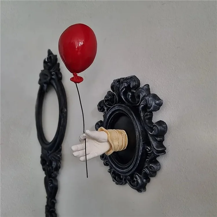 Gothic Resin Wall Art Decoration Ornament 3D Hand Red Ballon Wall Aesthetic Statue