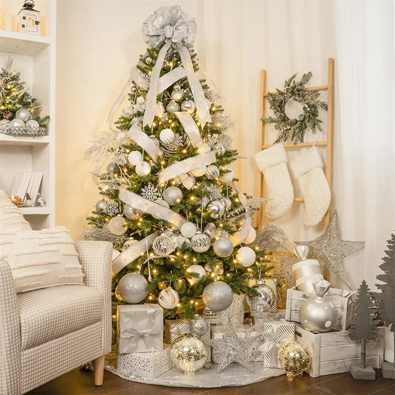 6Pcs / Set 10cm Christmas Ball Foam + Plastic Xmas Tree Decoration Holiday Hanging Ornament - White