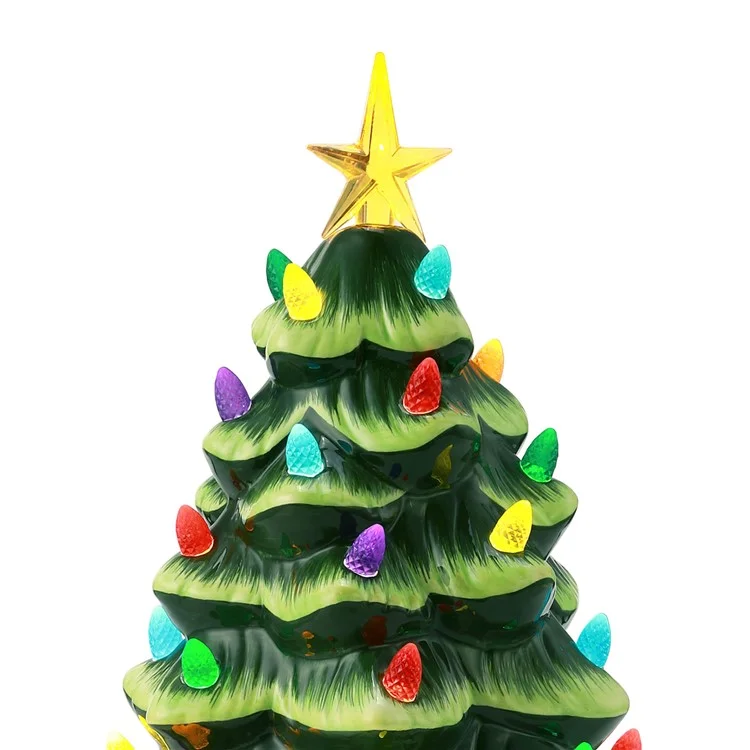 Ornements D'arbre de Noël à LED de 20 cm LED Décorations de Tablet-top de Tablet Avec Des Lumières Multicolores - Vert