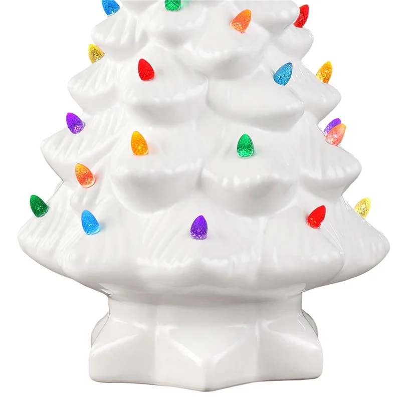 20cm LED Christmas Tree Ornaments Resin Tabletop Christmas Decorations with Multicolored Lights - White