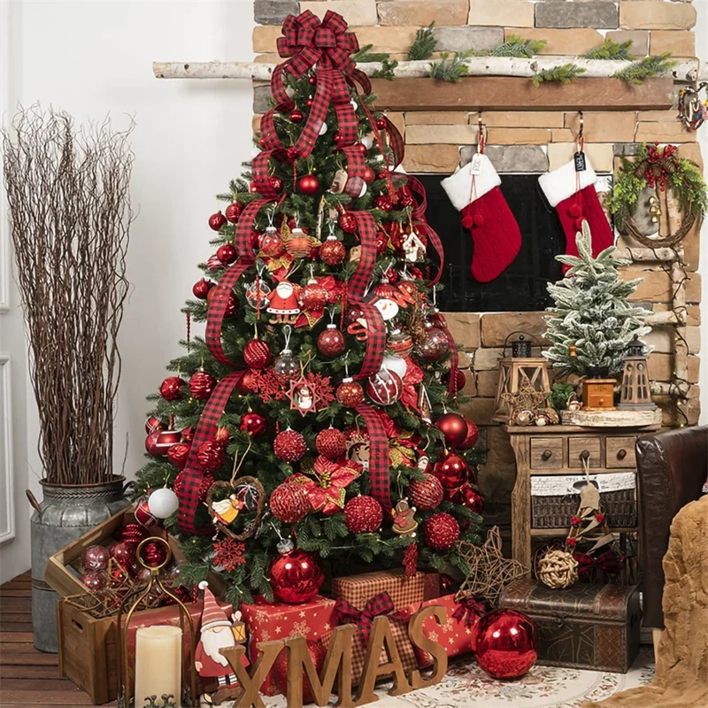 6Pcs / Set 10cm Christmas Ball Foam + Plastic Xmas Tree Decoration Holiday Hanging Ornament - Red