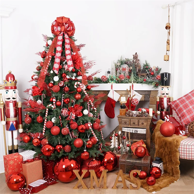 6Pcs / Set 10cm Christmas Ball Foam + Plastic Xmas Tree Decoration Holiday Hanging Ornament - Red