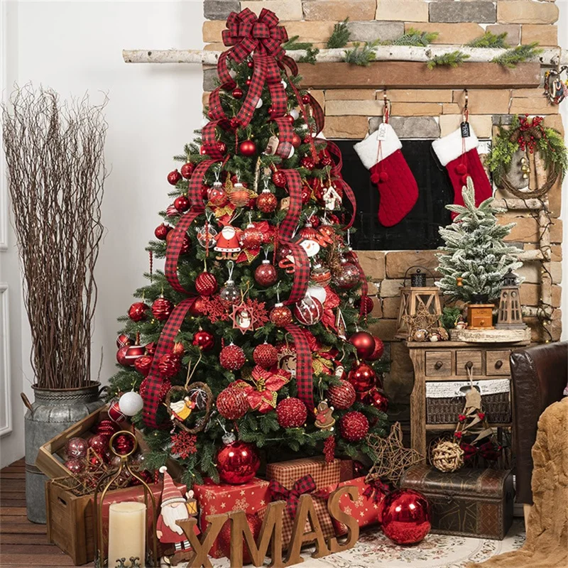 12Pcs / Set 8cm Christmas Ball Foam + Plastic Xmas Tree Decoration Holiday Hanging Ornament - Red
