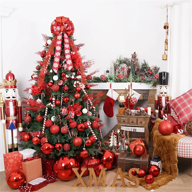 12Pcs / Set 8cm Christmas Ball Foam + Plastic Xmas Tree Decoration Holiday Hanging Ornament - Red