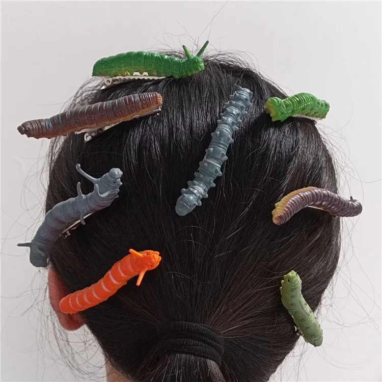 12pcs Halloween Caterpillar Hair Clips 3d Bug be Hair Party Accesorios Para el Cabello Fun