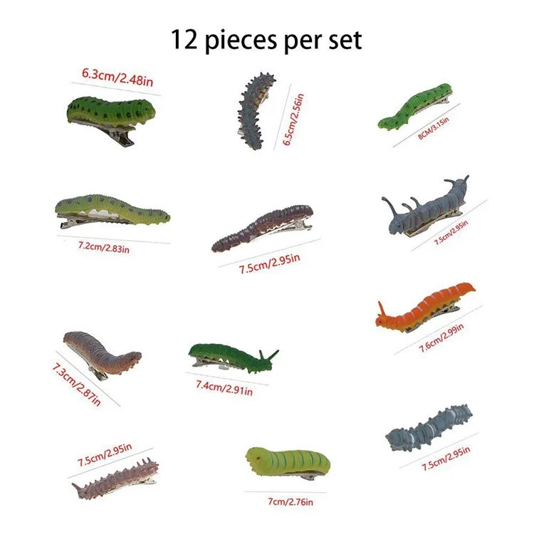 12pcs Halloween Caterpillar Hair Clips 3d Bug be Hair Party Accesorios Para el Cabello Fun