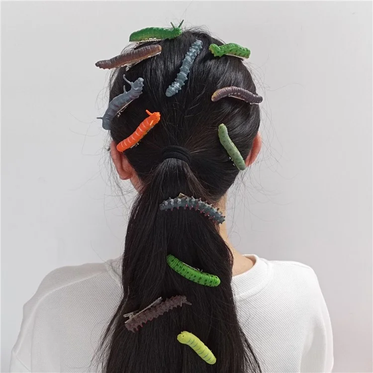 12pcs Halloween Caterpillar Hair Clips 3d Bug be Hair Party Accesorios Para el Cabello Fun