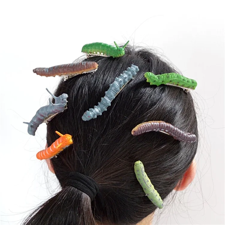 12pcs Halloween Caterpillar Hair Clips 3d Bug be Hair Party Accesorios Para el Cabello Fun