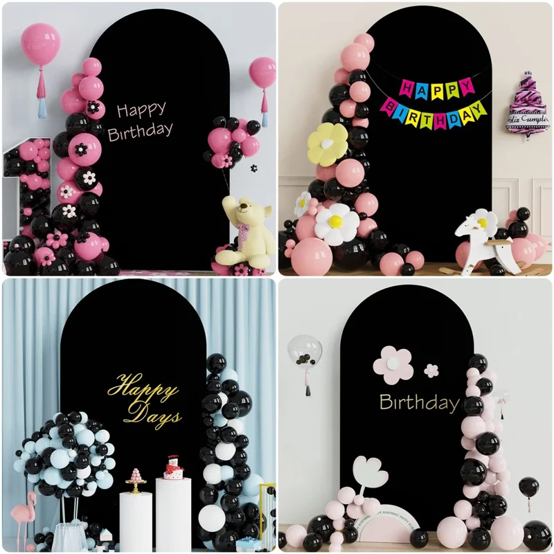 6.6FT 100x200cm U-Shape Backdrop Arch Frame Stand Elastic Cover for Wedding Ceremony Birthday Party - Black