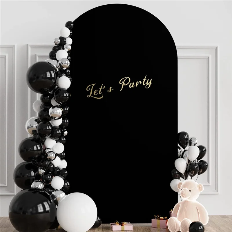 6.6FT 100x200cm U-Shape Backdrop Arch Frame Stand Elastic Cover for Wedding Ceremony Birthday Party - Black