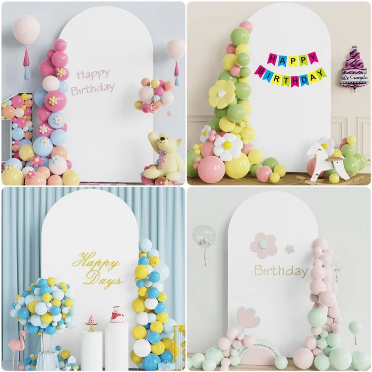 6FT 80x180cm U-Shape Backdrop Arch Frame Stand Elastic Cover for Wedding Ceremony Birthday Party - White