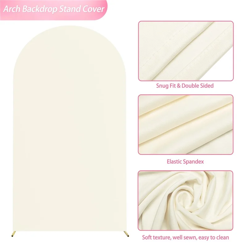 6FT 80x180cm U-Shape Backdrop Arch Frame Stand Elastic Cover for Wedding Ceremony Birthday Party - Beige
